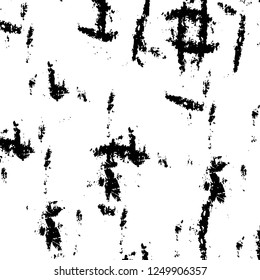 Grunge overlay layer. Abstract black and white vector background. Monochrome vintage surface with dirty pattern in cracks, spots, dots. Old painted wall in dark horror style design