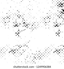 Grunge overlay layer. Abstract black and white vector background. Monochrome vintage surface with dirty pattern in cracks, spots, dots. Old painted wall in dark horror style design
