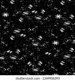 Grunge overlay layer. Abstract black and white vector background. Monochrome vintage surface with dirty pattern in cracks, spots, dots. Old painted wall in dark horror style design