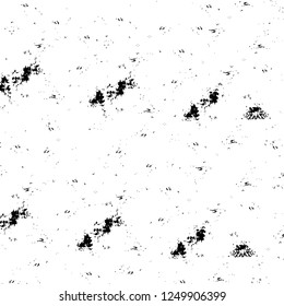 Grunge overlay layer. Abstract black and white vector background. Monochrome vintage surface with dirty pattern in cracks, spots, dots. Old painted wall in dark horror style design