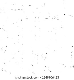Grunge overlay layer. Abstract black and white vector background. Monochrome vintage surface with dirty pattern in cracks, spots, dots. Old painted wall in dark horror style design