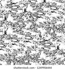 Grunge overlay layer. Abstract black and white vector background. Monochrome vintage surface with dirty pattern in cracks, spots, dots. Old painted wall in dark horror style design