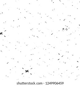 Grunge overlay layer. Abstract black and white vector background. Monochrome vintage surface with dirty pattern in cracks, spots, dots. Old painted wall in dark horror style design