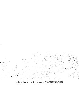 Grunge overlay layer. Abstract black and white vector background. Monochrome vintage surface with dirty pattern in cracks, spots, dots. Old painted wall in dark horror style design