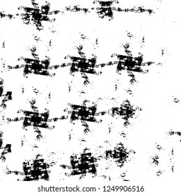 Grunge overlay layer. Abstract black and white vector background. Monochrome vintage surface with dirty pattern in cracks, spots, dots. Old painted wall in dark horror style design