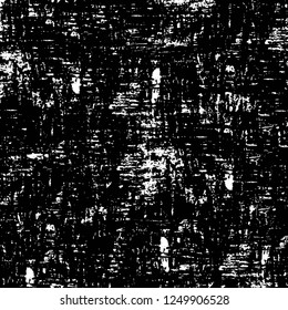Grunge overlay layer. Abstract black and white vector background. Monochrome vintage surface with dirty pattern in cracks, spots, dots. Old painted wall in dark horror style design