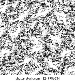 Grunge overlay layer. Abstract black and white vector background. Monochrome vintage surface with dirty pattern in cracks, spots, dots. Old painted wall in dark horror style design