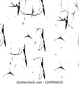 Grunge overlay layer. Abstract black and white vector background. Monochrome vintage surface with dirty pattern in cracks, spots, dots. Old painted wall in dark horror style design