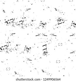 Grunge overlay layer. Abstract black and white vector background. Monochrome vintage surface with dirty pattern in cracks, spots, dots. Old painted wall in dark horror style design