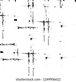 Grunge overlay layer. Abstract black and white vector background. Monochrome vintage surface with dirty pattern in cracks, spots, dots. Old painted wall in dark horror style design