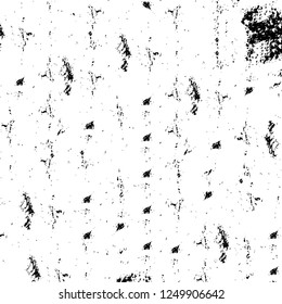 Grunge overlay layer. Abstract black and white vector background. Monochrome vintage surface with dirty pattern in cracks, spots, dots. Old painted wall in dark horror style design