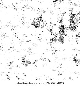 Grunge overlay layer. Abstract black and white vector background. Monochrome vintage surface with dirty pattern in cracks, spots, dots. Old painted wall in dark horror style design