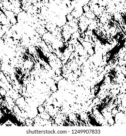 Grunge overlay layer. Abstract black and white vector background. Monochrome vintage surface with dirty pattern in cracks, spots, dots. Old painted wall in dark horror style design