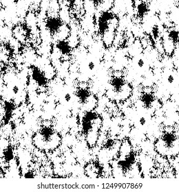 Grunge overlay layer. Abstract black and white vector background. Monochrome vintage surface with dirty pattern in cracks, spots, dots. Old painted wall in dark horror style design