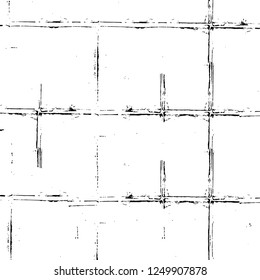 Grunge overlay layer. Abstract black and white vector background. Monochrome vintage surface with dirty pattern in cracks, spots, dots. Old painted wall in dark horror style design
