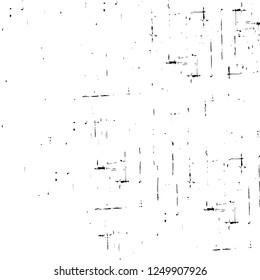 Grunge overlay layer. Abstract black and white vector background. Monochrome vintage surface with dirty pattern in cracks, spots, dots. Old painted wall in dark horror style design
