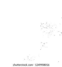 Grunge overlay layer. Abstract black and white vector background. Monochrome vintage surface with dirty pattern in cracks, spots, dots. Old painted wall in dark horror style design