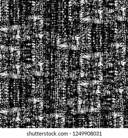 Grunge overlay layer. Abstract black and white vector background. Monochrome vintage surface with dirty pattern in cracks, spots, dots. Old painted wall in dark horror style design
