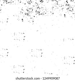 Grunge overlay layer. Abstract black and white vector background. Monochrome vintage surface with dirty pattern in cracks, spots, dots. Old painted wall in dark horror style design