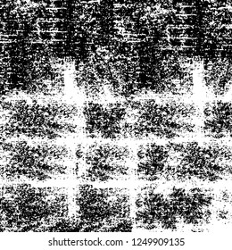 Grunge overlay layer. Abstract black and white vector background. Monochrome vintage surface with dirty pattern in cracks, spots, dots. Old painted wall in dark horror style design
