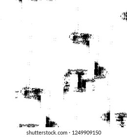 Grunge overlay layer. Abstract black and white vector background. Monochrome vintage surface with dirty pattern in cracks, spots, dots. Old painted wall in dark horror style design