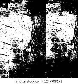 Grunge overlay layer. Abstract black and white vector background. Monochrome vintage surface with dirty pattern in cracks, spots, dots. Old painted wall in dark horror style design