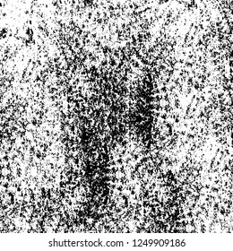 Grunge overlay layer. Abstract black and white vector background. Monochrome vintage surface with dirty pattern in cracks, spots, dots. Old painted wall in dark horror style design