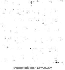 Grunge overlay layer. Abstract black and white vector background. Monochrome vintage surface with dirty pattern in cracks, spots, dots. Old painted wall in dark horror style design