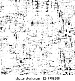 Grunge overlay layer. Abstract black and white vector background. Monochrome vintage surface with dirty pattern in cracks, spots, dots. Old painted wall in dark horror style design
