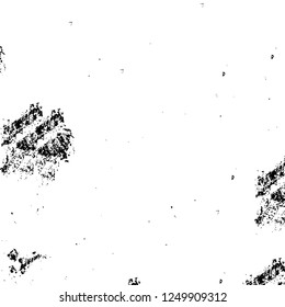 Grunge overlay layer. Abstract black and white vector background. Monochrome vintage surface with dirty pattern in cracks, spots, dots. Old painted wall in dark horror style design