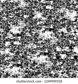 Grunge overlay layer. Abstract black and white vector background. Monochrome vintage surface with dirty pattern in cracks, spots, dots. Old painted wall in dark horror style design