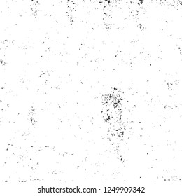 Grunge overlay layer. Abstract black and white vector background. Monochrome vintage surface with dirty pattern in cracks, spots, dots. Old painted wall in dark horror style design