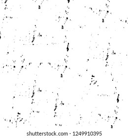 Grunge overlay layer. Abstract black and white vector background. Monochrome vintage surface with dirty pattern in cracks, spots, dots. Old painted wall in dark horror style design
