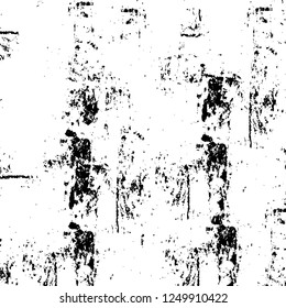 Grunge overlay layer. Abstract black and white vector background. Monochrome vintage surface with dirty pattern in cracks, spots, dots. Old painted wall in dark horror style design