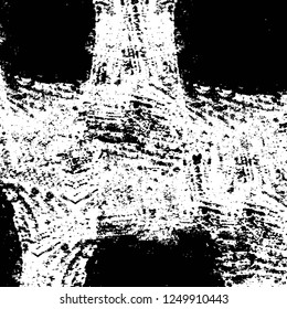 Grunge overlay layer. Abstract black and white vector background. Monochrome vintage surface with dirty pattern in cracks, spots, dots. Old painted wall in dark horror style design