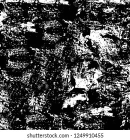 Grunge overlay layer. Abstract black and white vector background. Monochrome vintage surface with dirty pattern in cracks, spots, dots. Old painted wall in dark horror style design