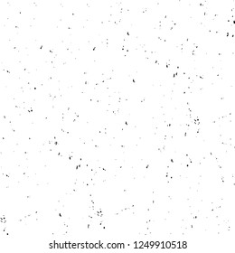 Grunge overlay layer. Abstract black and white vector background. Monochrome vintage surface with dirty pattern in cracks, spots, dots. Old painted wall in dark horror style design