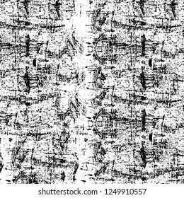 Grunge overlay layer. Abstract black and white vector background. Monochrome vintage surface with dirty pattern in cracks, spots, dots. Old painted wall in dark horror style design