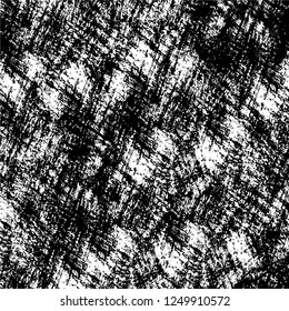 Grunge overlay layer. Abstract black and white vector background. Monochrome vintage surface with dirty pattern in cracks, spots, dots. Old painted wall in dark horror style design