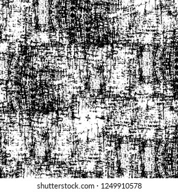 Grunge overlay layer. Abstract black and white vector background. Monochrome vintage surface with dirty pattern in cracks, spots, dots. Old painted wall in dark horror style design