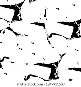 Grunge overlay layer. Abstract black and white vector background. Monochrome vintage surface with dirty pattern in cracks, spots, dots. Old painted wall in dark horror style design