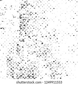 Grunge overlay layer. Abstract black and white vector background. Monochrome vintage surface with dirty pattern in cracks, spots, dots. Old painted wall in dark horror style design