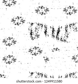 Grunge overlay layer. Abstract black and white vector background. Monochrome vintage surface with dirty pattern in cracks, spots, dots. Old painted wall in dark horror style design