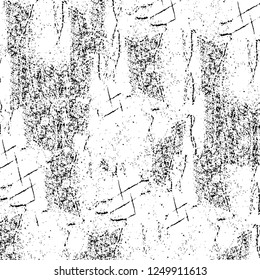 Grunge overlay layer. Abstract black and white vector background. Monochrome vintage surface with dirty pattern in cracks, spots, dots. Old painted wall in dark horror style design