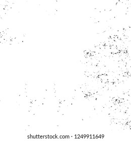 Grunge overlay layer. Abstract black and white vector background. Monochrome vintage surface with dirty pattern in cracks, spots, dots. Old painted wall in dark horror style design