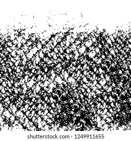 Grunge overlay layer. Abstract black and white vector background. Monochrome vintage surface with dirty pattern in cracks, spots, dots. Old painted wall in dark horror style design