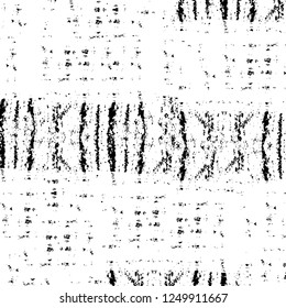 Grunge overlay layer. Abstract black and white vector background. Monochrome vintage surface with dirty pattern in cracks, spots, dots. Old painted wall in dark horror style design