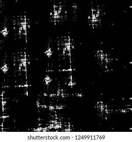 Grunge overlay layer. Abstract black and white vector background. Monochrome vintage surface with dirty pattern in cracks, spots, dots. Old painted wall in dark horror style design