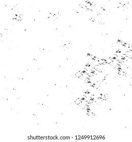 Grunge overlay layer. Abstract black and white vector background. Monochrome vintage surface with dirty pattern in cracks, spots, dots. Old painted wall in dark horror style design