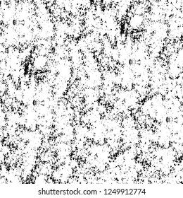 Grunge overlay layer. Abstract black and white vector background. Monochrome vintage surface with dirty pattern in cracks, spots, dots. Old painted wall in dark horror style design